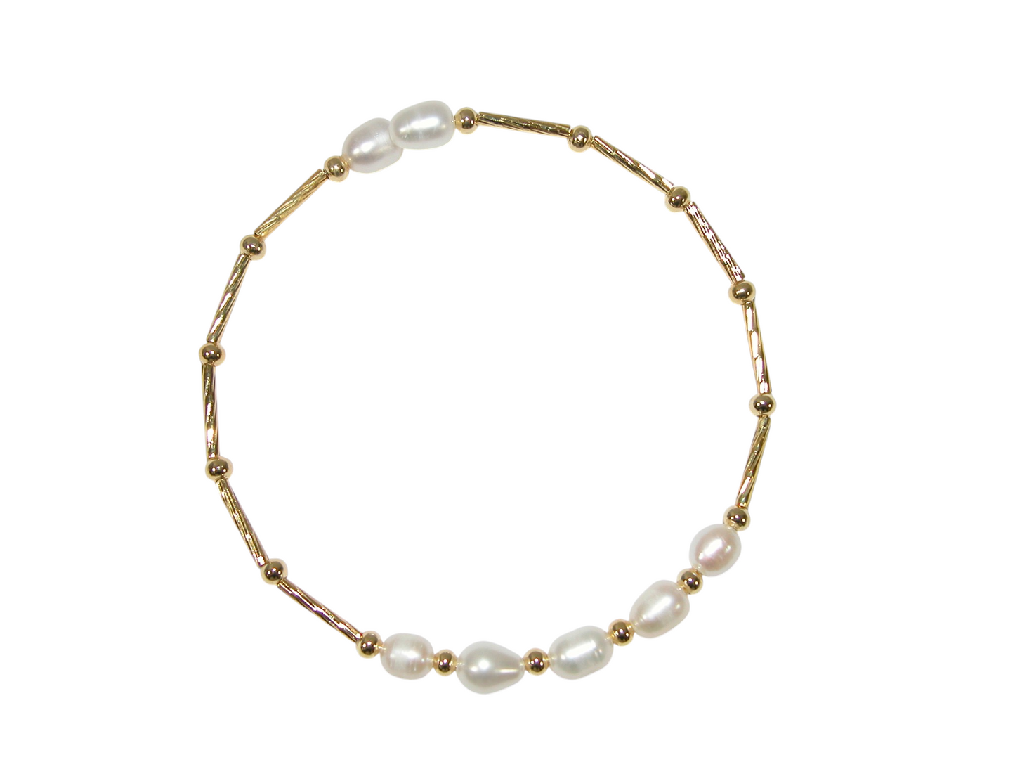 B5078 Memory Wire Pearl Bracelet