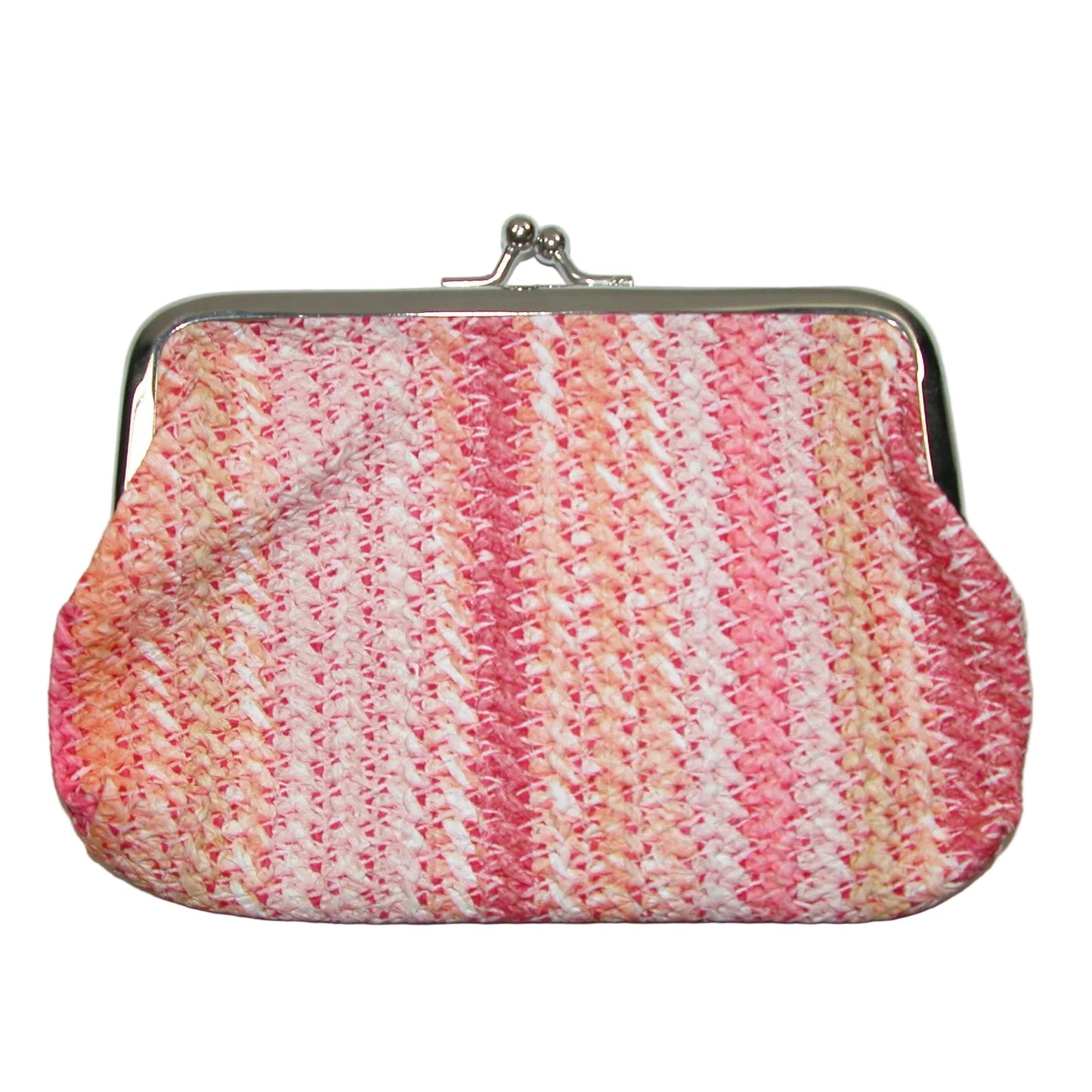 Woven Multi Color Stripe Coin Purse GF5004 Pink Peach