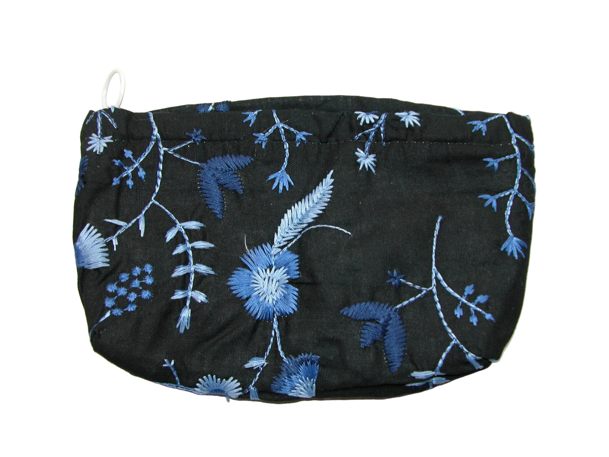 Embroidered Makeup Bag GF5014 Blue and Black