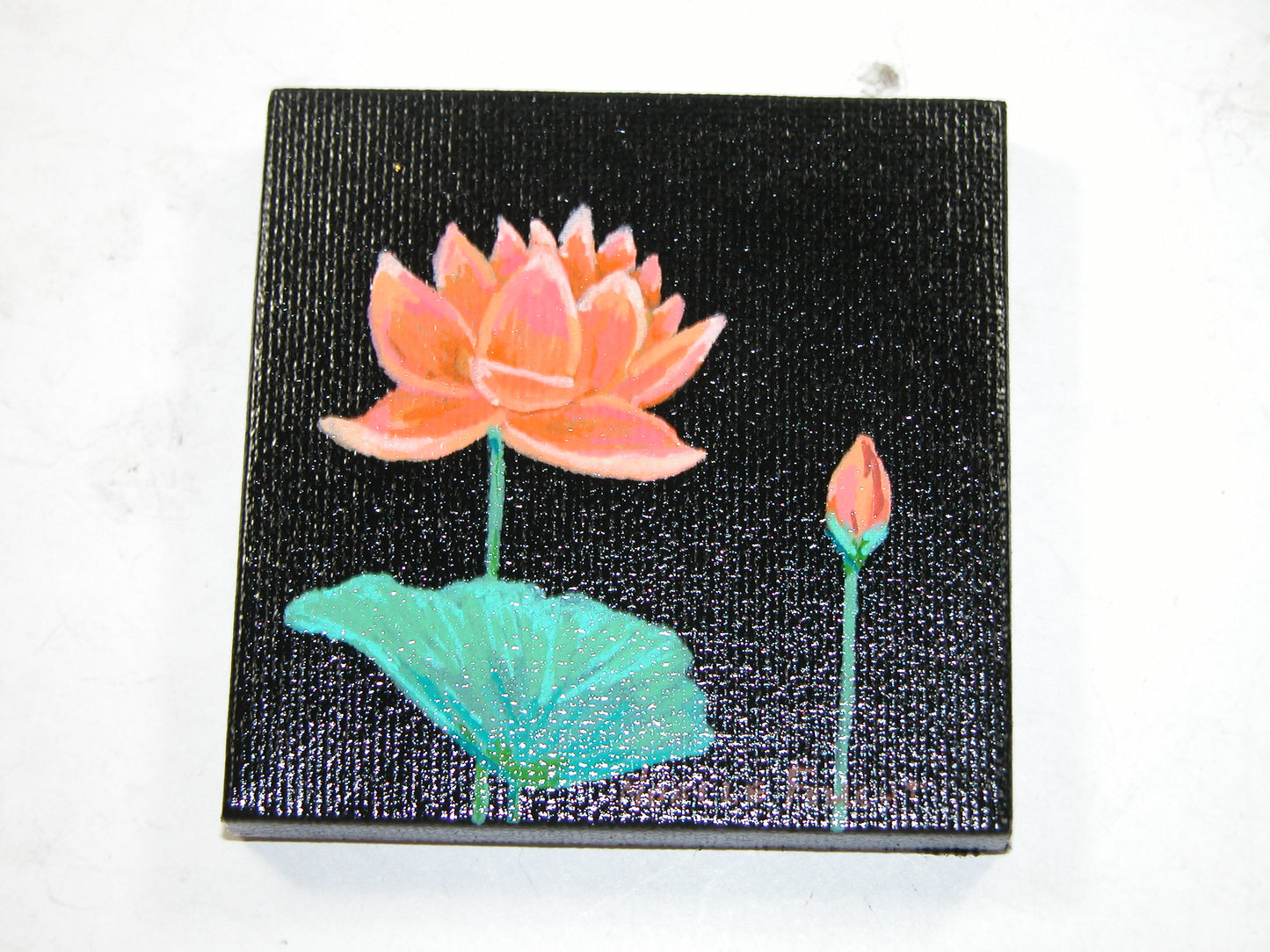 Original Acrylic Art By Noelle 3" X 3" Lotus Flower ART217