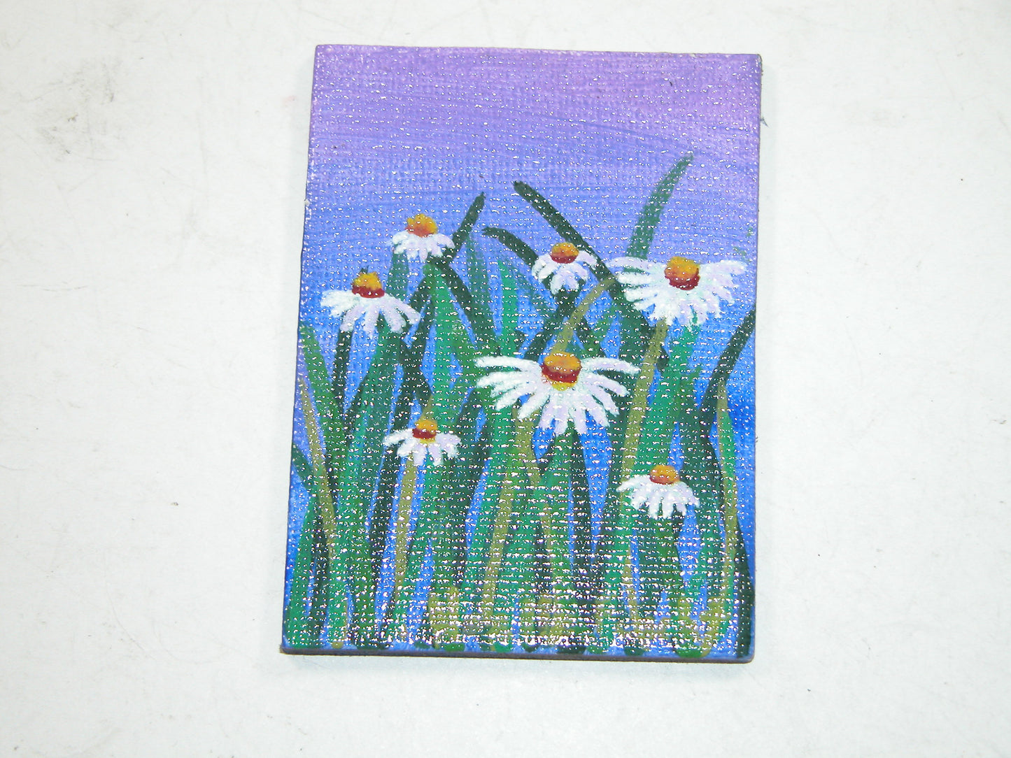 Original Acrylic Art By Noelle 2" X 3" Daisy ART227