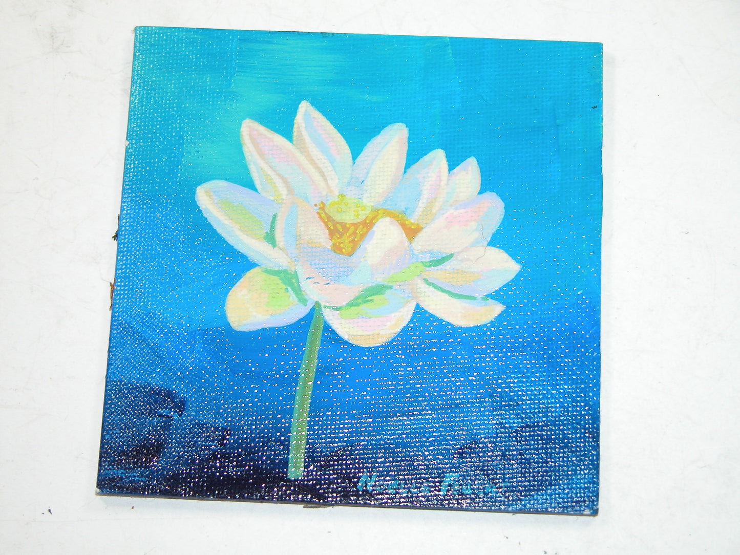 Original Acrylic Art By Noelle 4" X 4"Lotus ART221