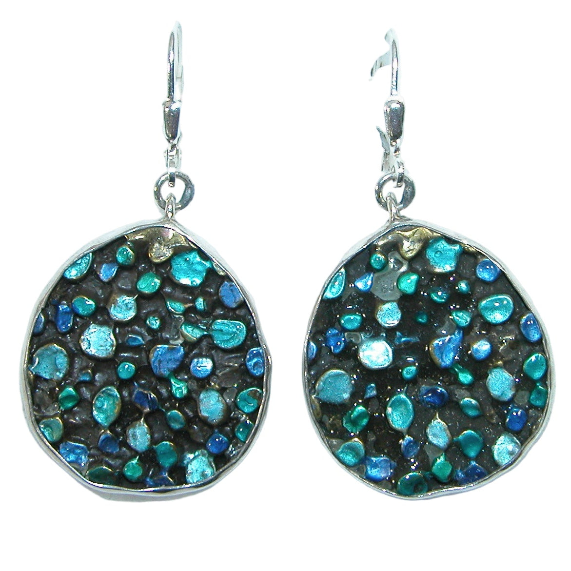 33141L Hand Enamel Sterling Silver Earrings