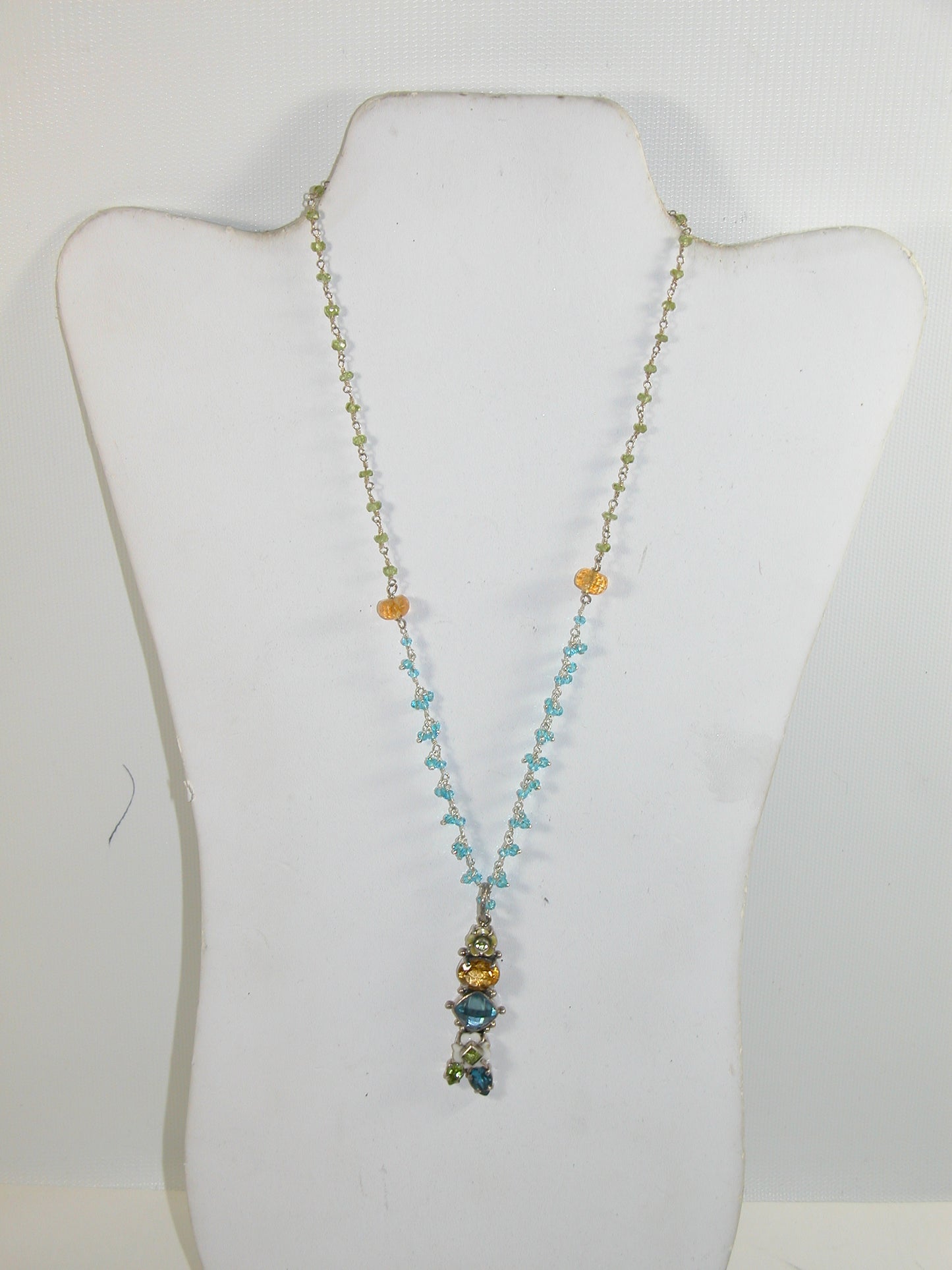 20250 Citrine, Peridot, Blue Topaz Calcite Sterling Silver