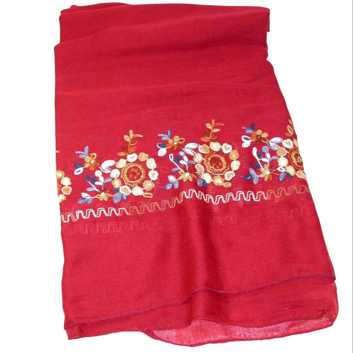 Red Embroidered Scarf Shawl GF4124