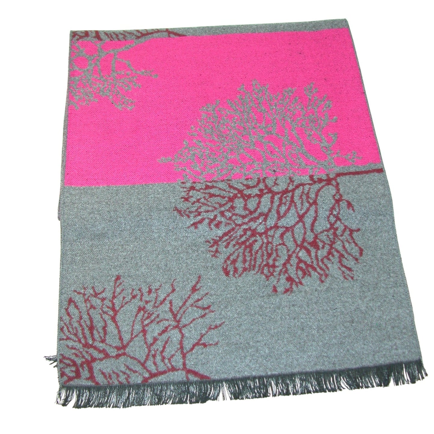 Grey & Fuchsia Tree Scarf GF4132