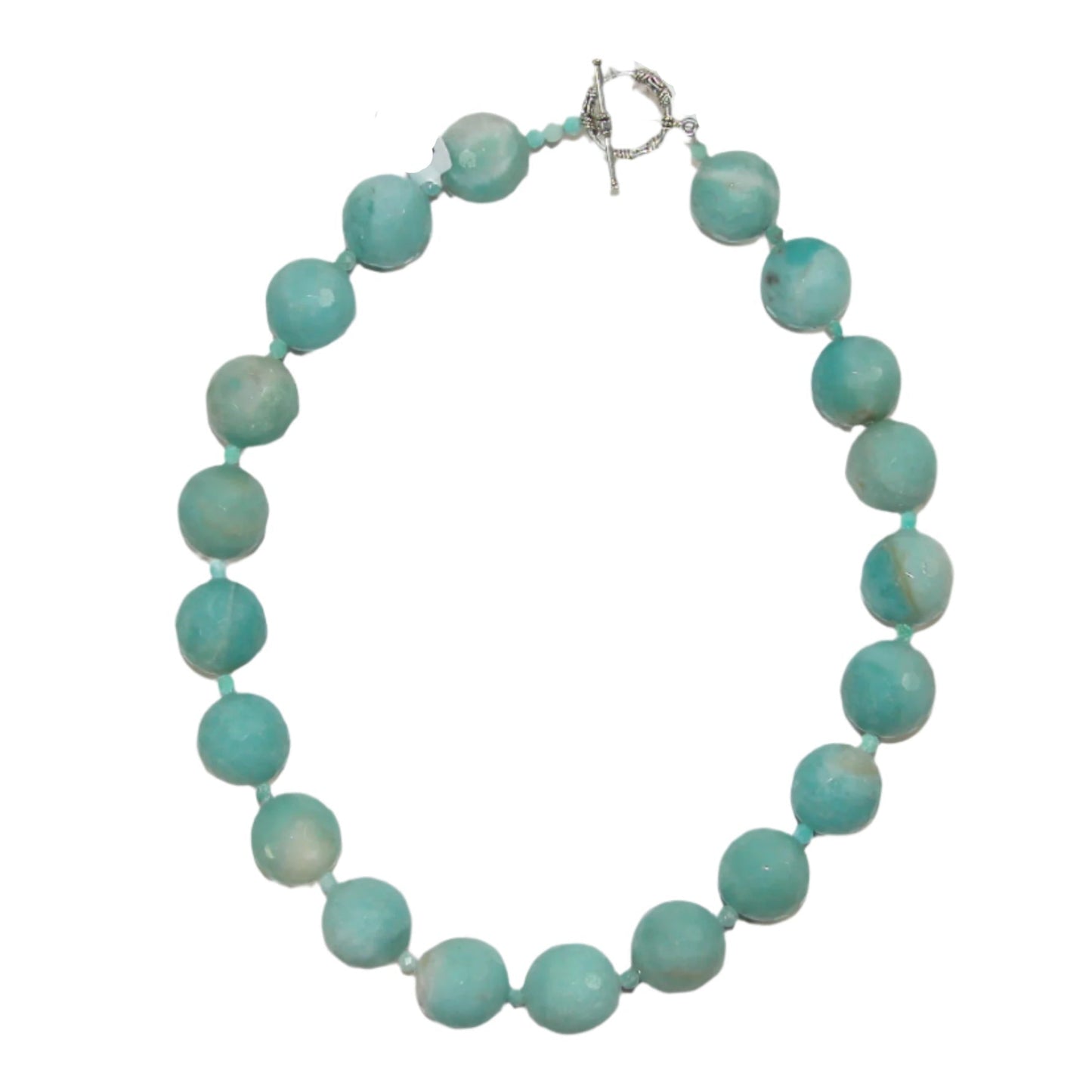 Amazonite Beaded Sterling Silver Necklace
