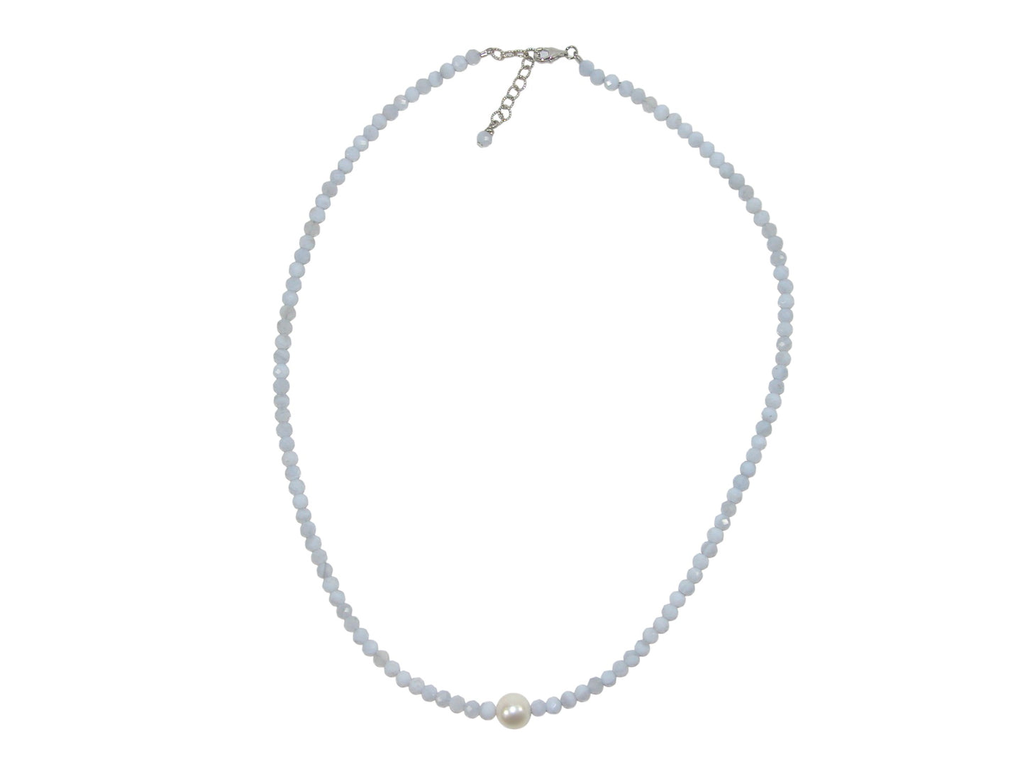 Beaded Pearl Sterling Silver Necklace