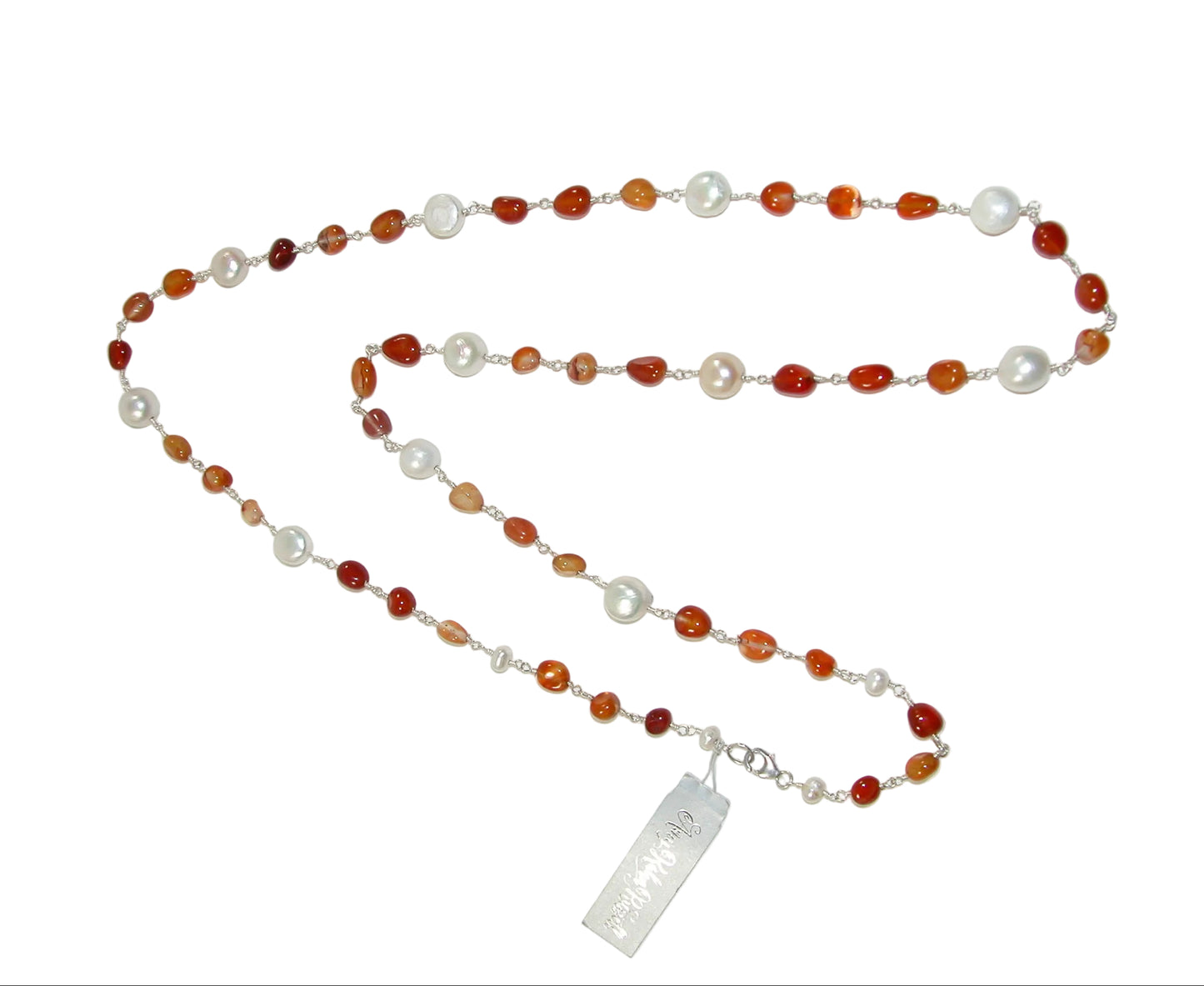 N3010C Pearl Carnelian Necklace