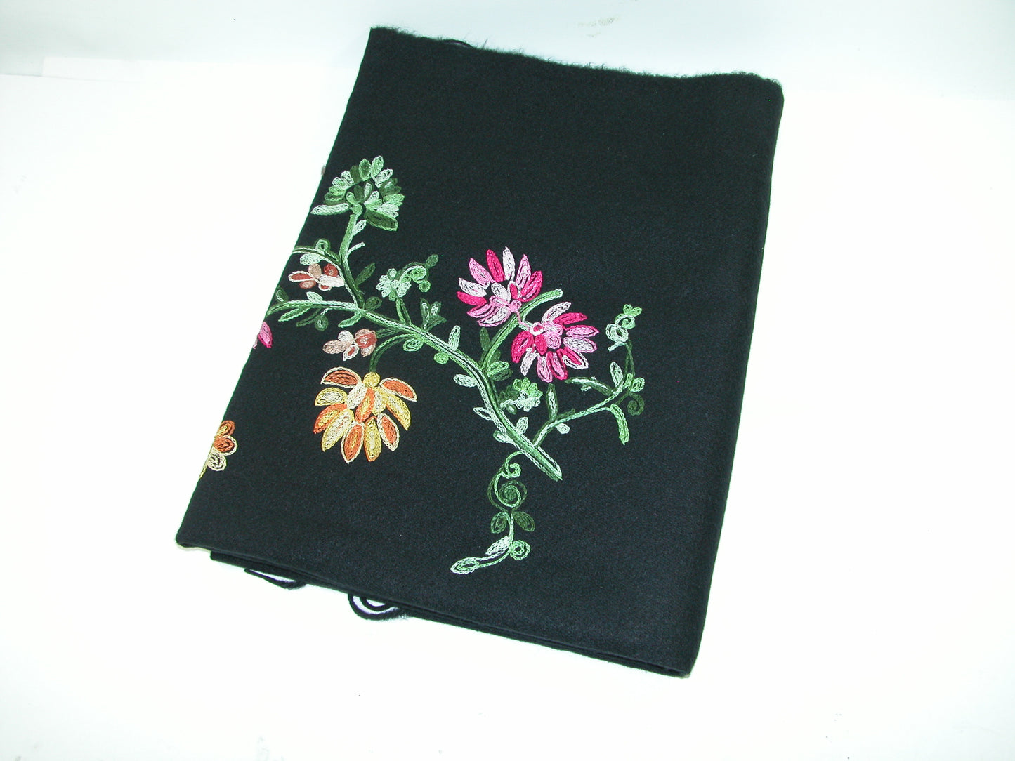Black Embroidered Wool Pashmina GF3166