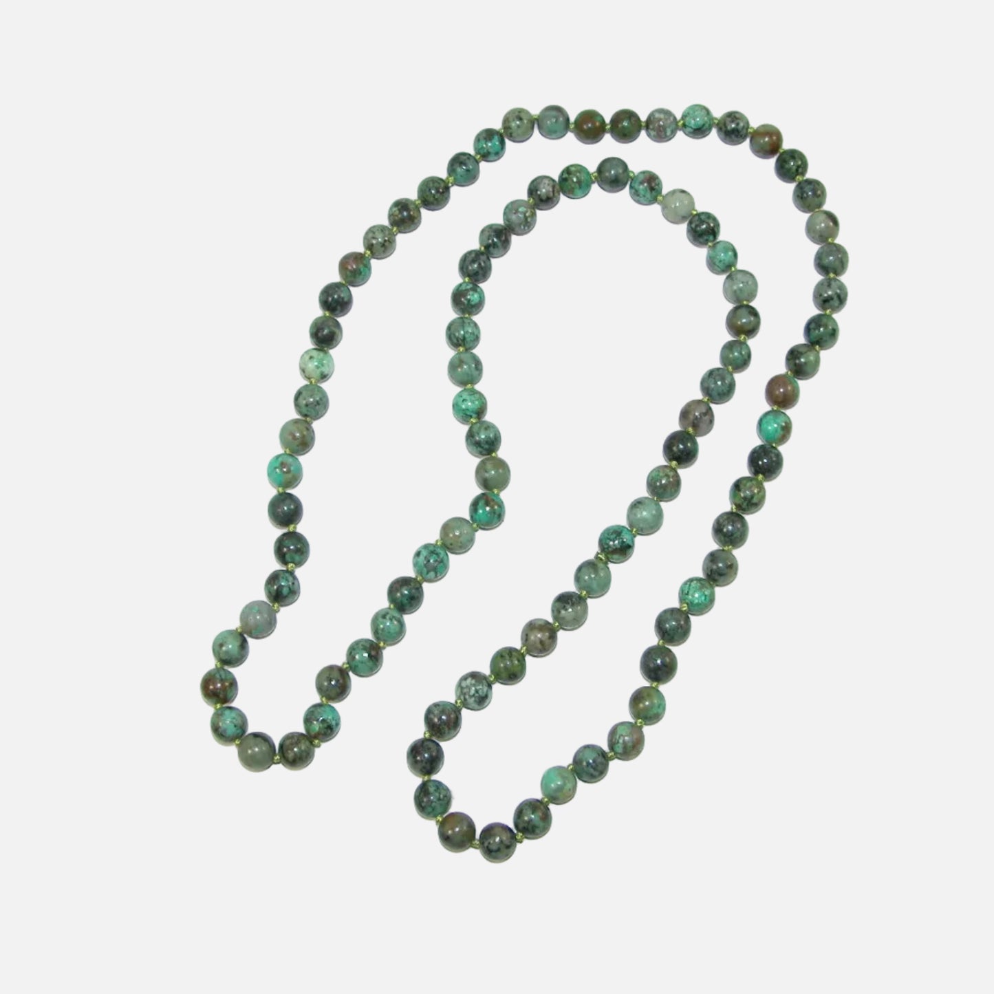 African Turquoise 36" Knotted Bead Necklace (N111)