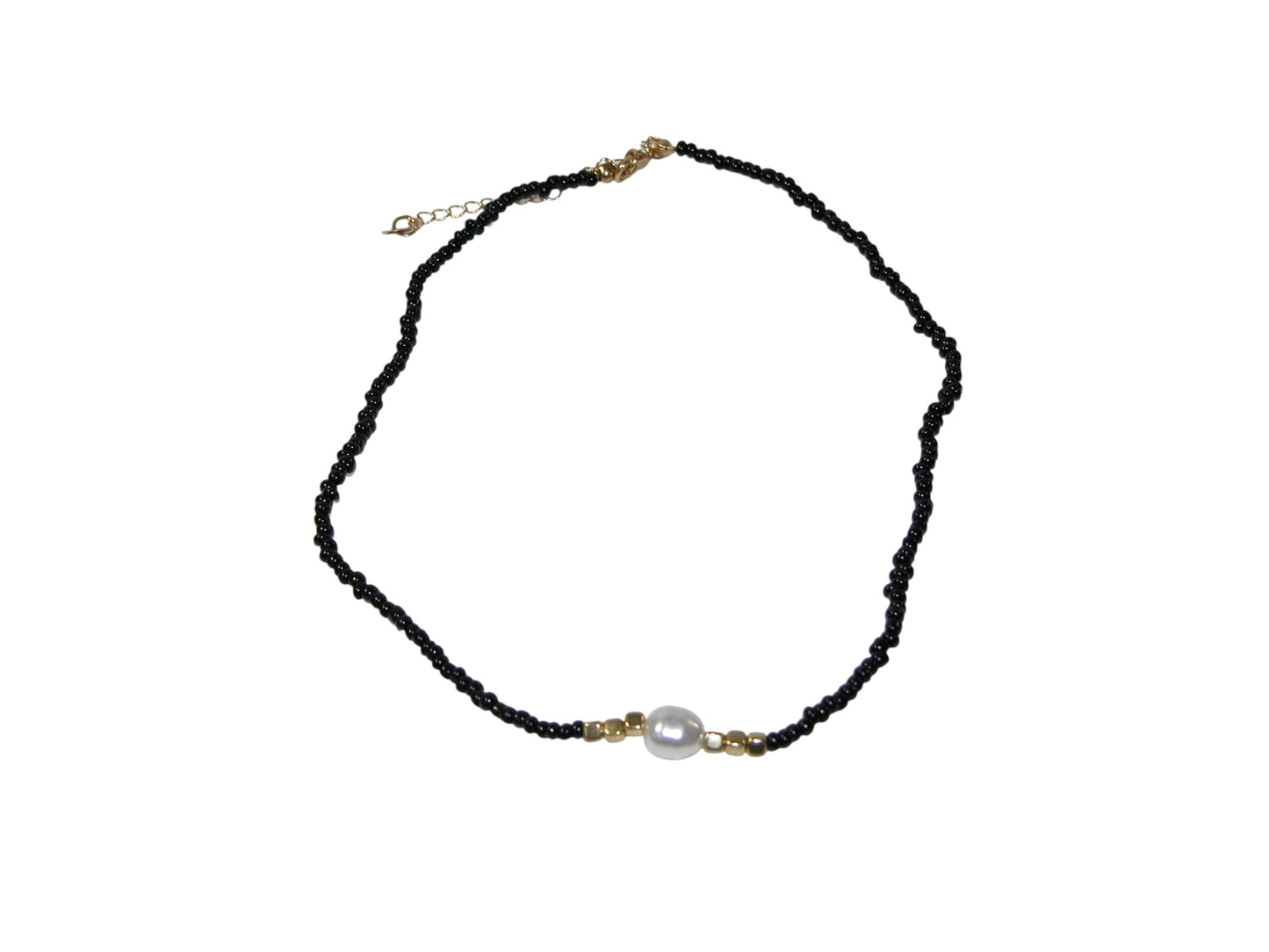 Black Seed Bead Pearl Necklace GF4109