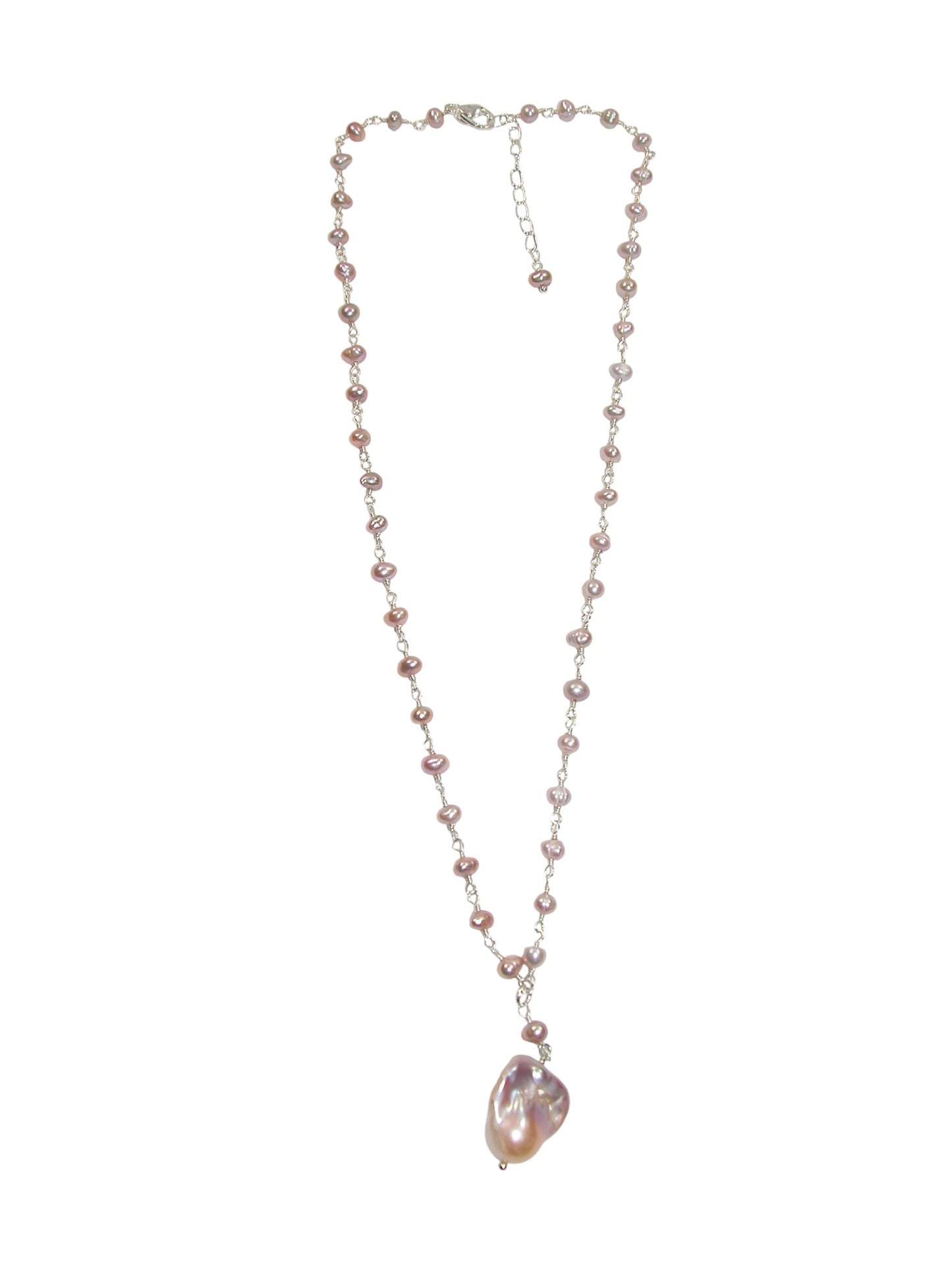 N5560 Pink Baroque Pearl Drop Necklace