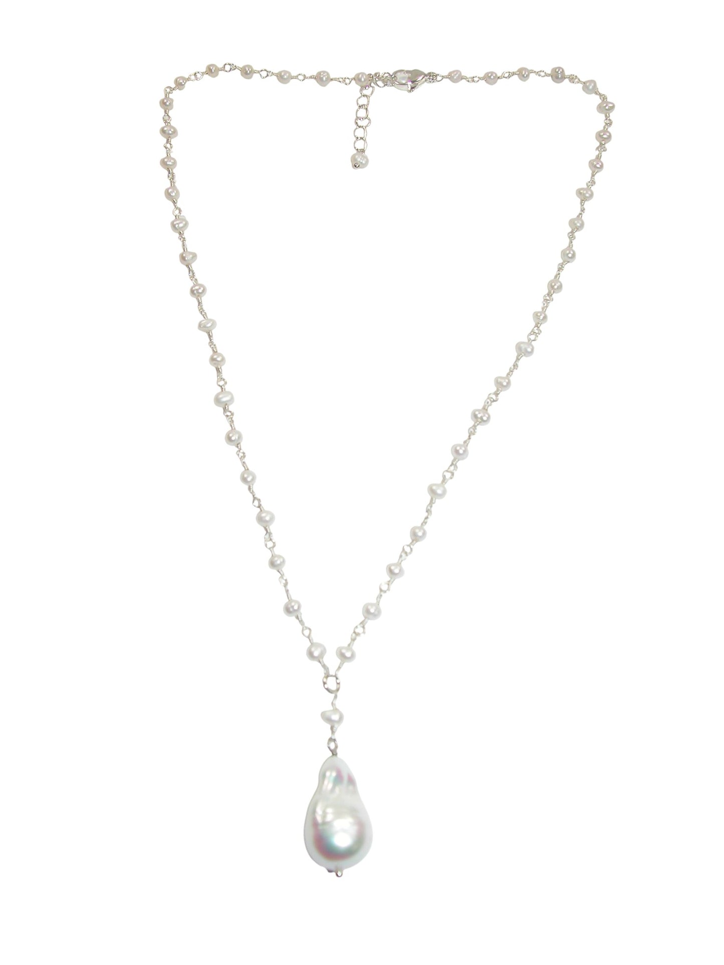 N5562 White Baroque Pearl Drop Necklace