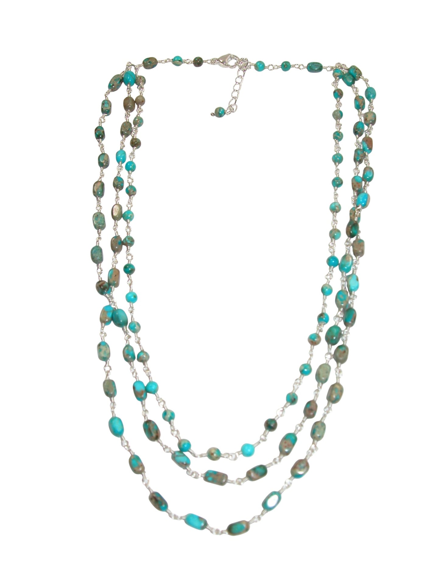N5495 Turquoise Jointed 3 Strand Necklace