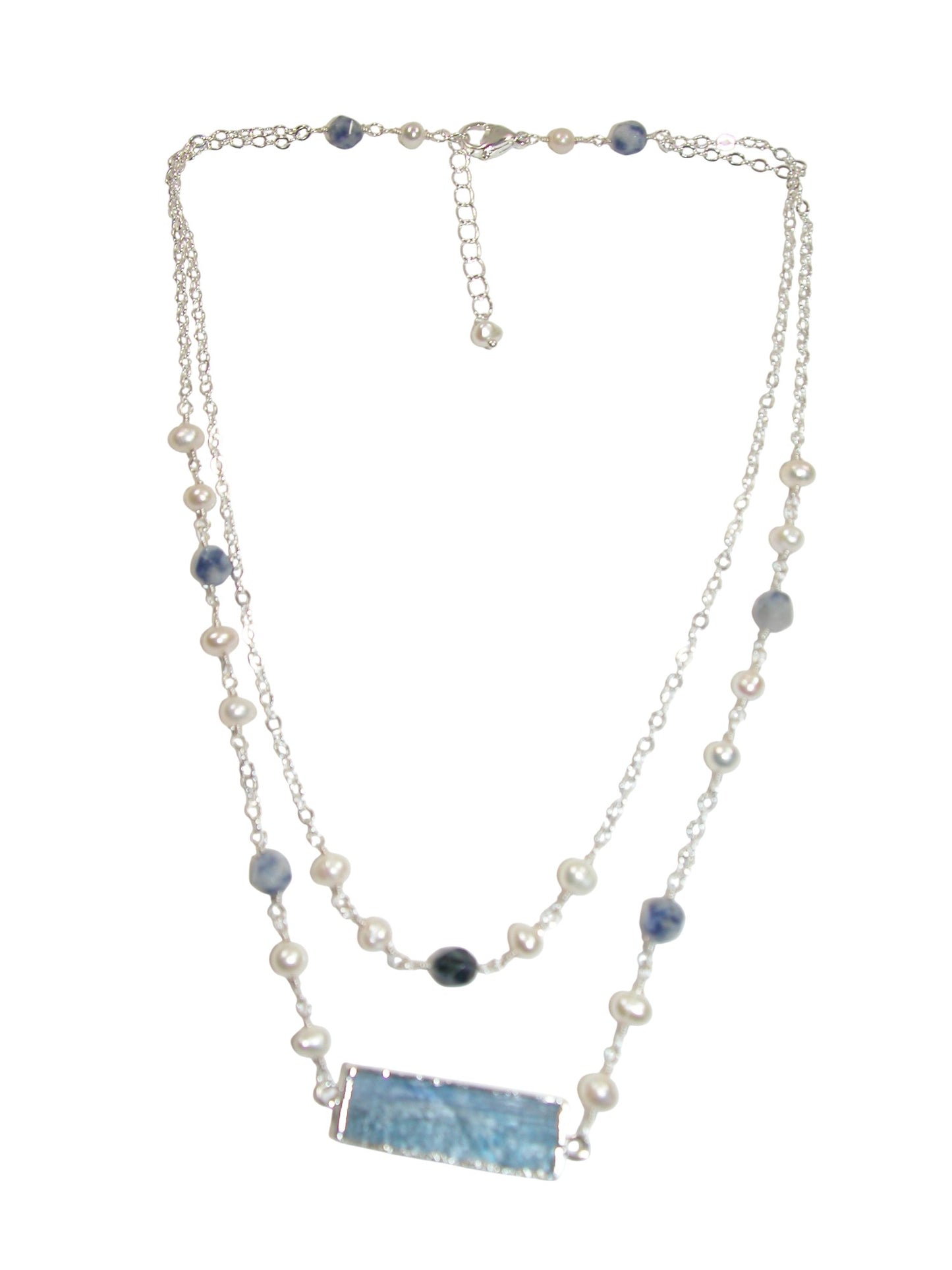 N5558 Kyanite Bar 2 Strand Layered Necklace