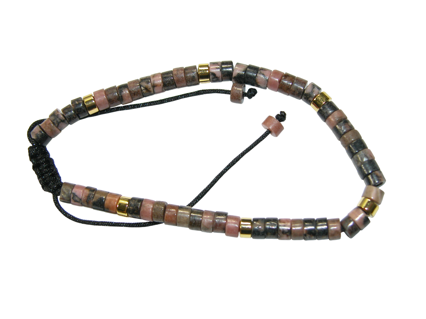 Rondell Adjustable Gemstone Bracelet BR26 Rhodonite