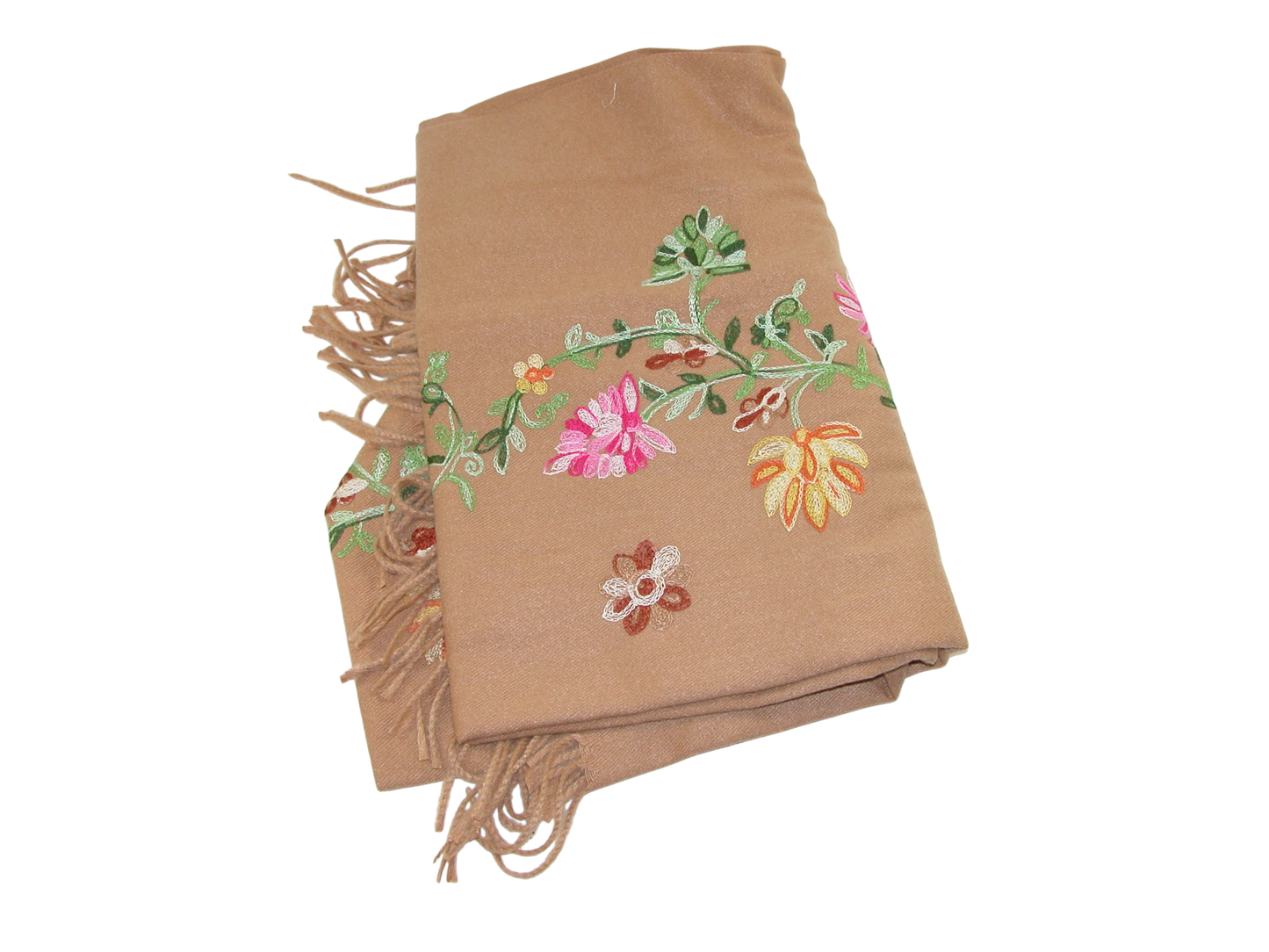 Embroidered Shawl Scarf GF3297 Tan