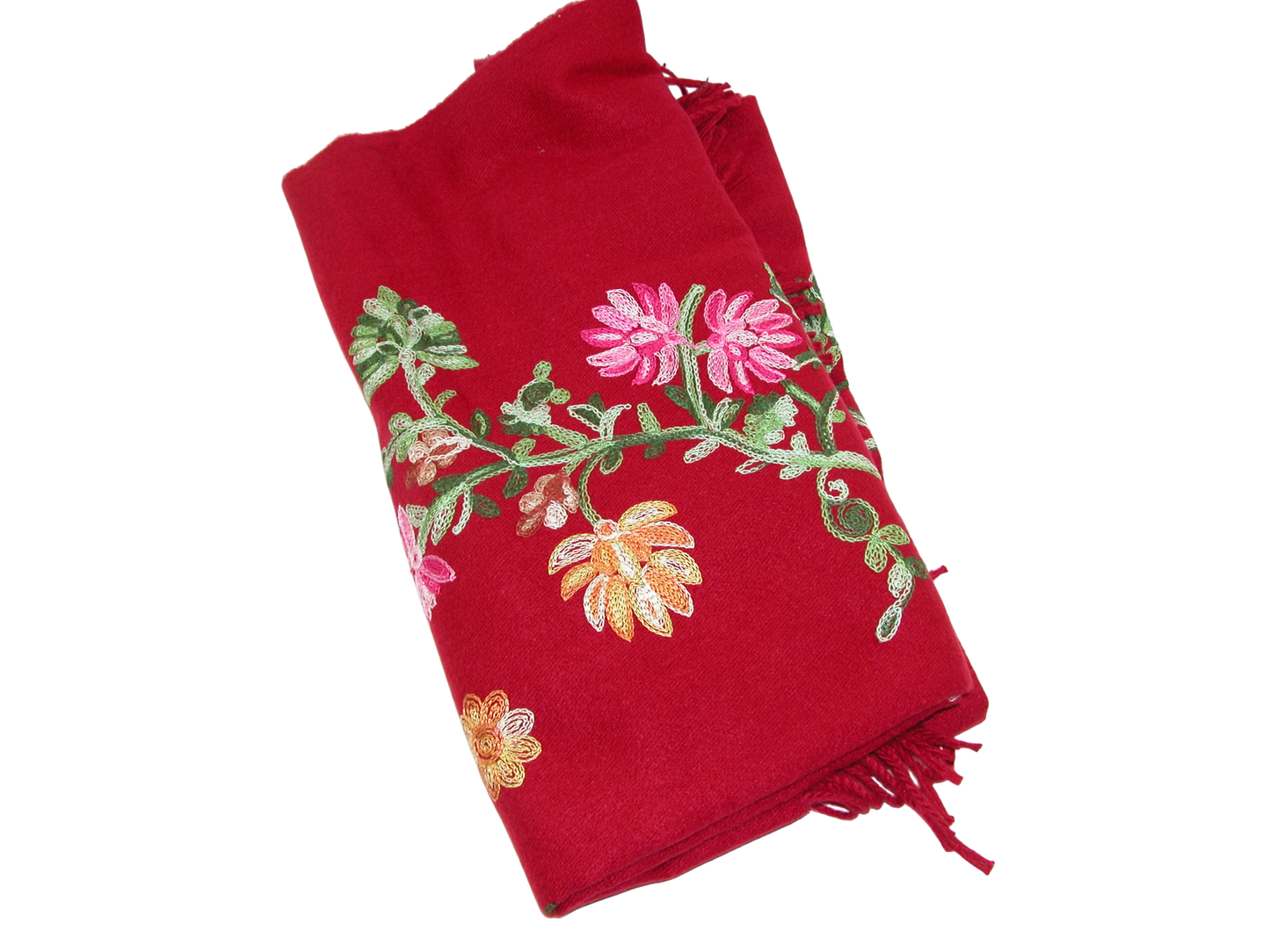Embroidered Shawl Scarf GF3296 Red