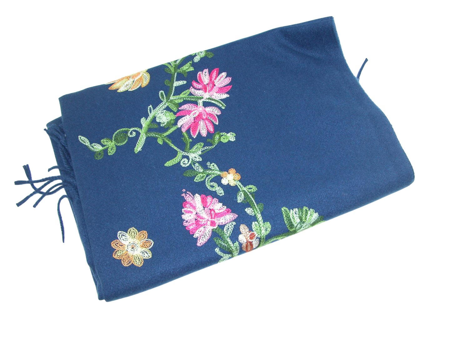 Embroidered Shawl Scarf GF3294 Navy