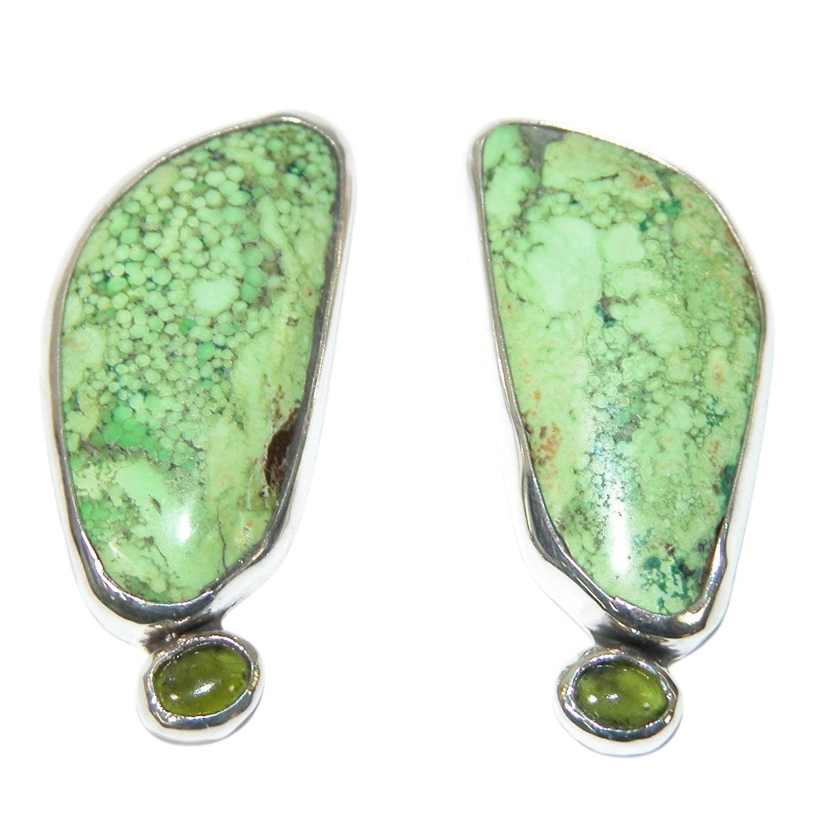 39611 Gaspeite Peridot Sterling Silver Earring