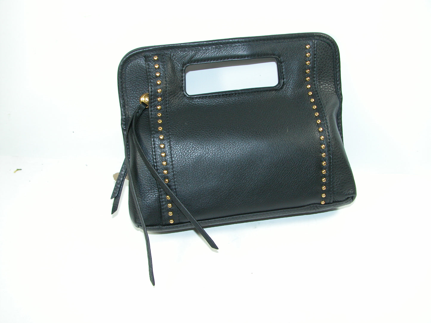 Black Studded Leather Wallet Clutch GF3309