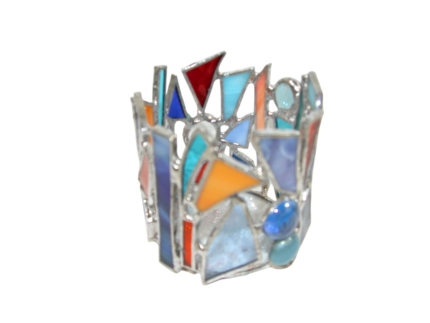 Blue Red Glass Votive Candle Holder GF3343 by LORI