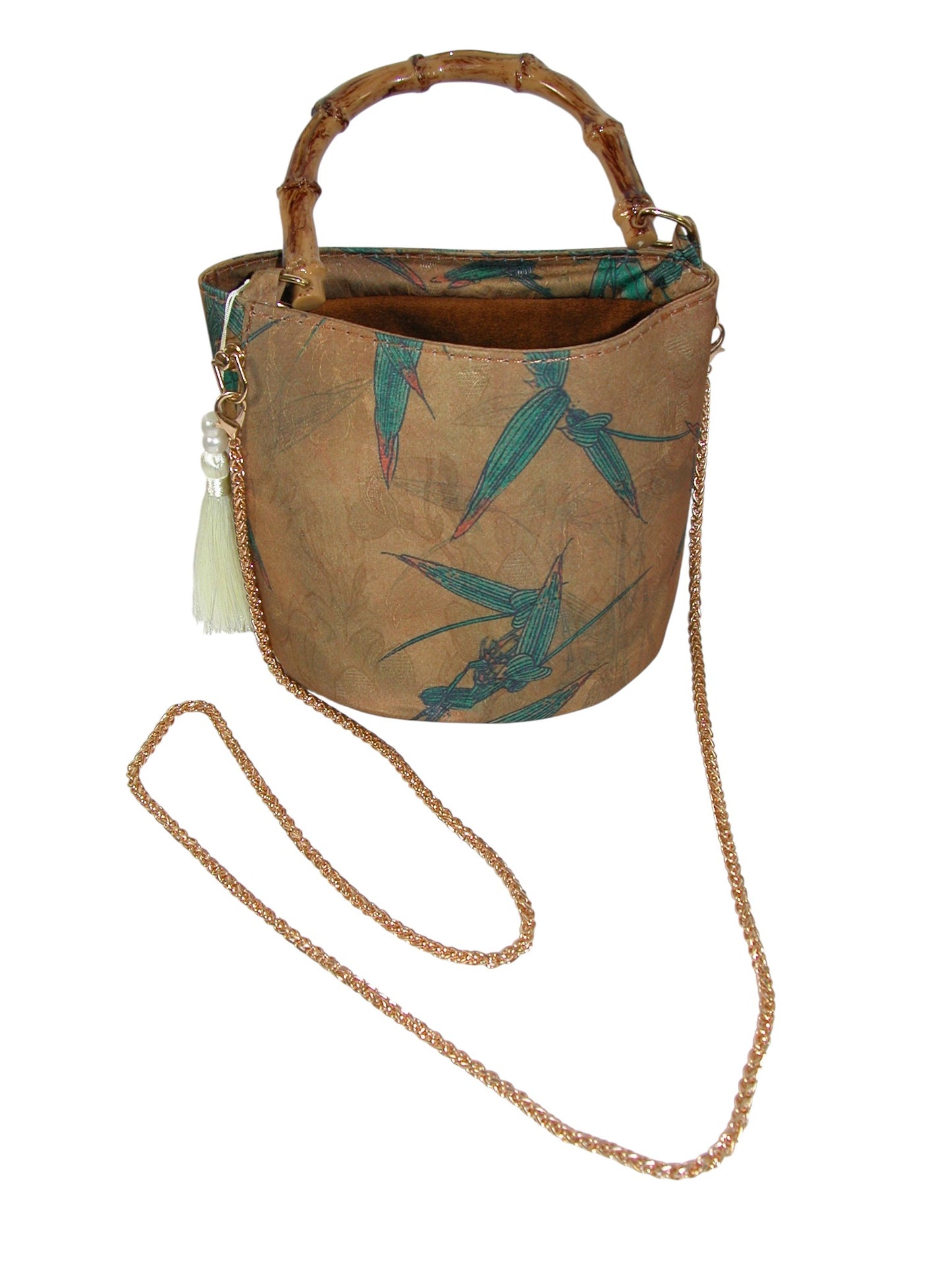 Bamboo Handle Bucket Handbag Bamboo Print (GF4308)