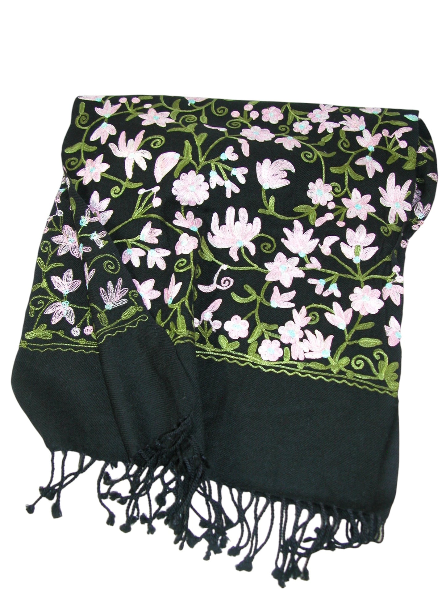 Embroidered Full Pink Florals Shawl Pashmina (GF4306)