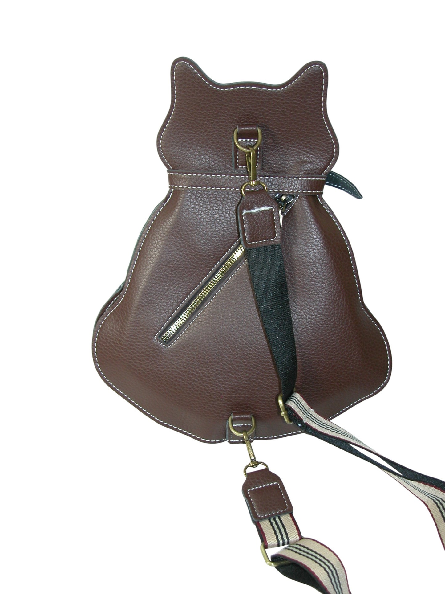 Faux Leather Cat Backpack Brown (GF4338)