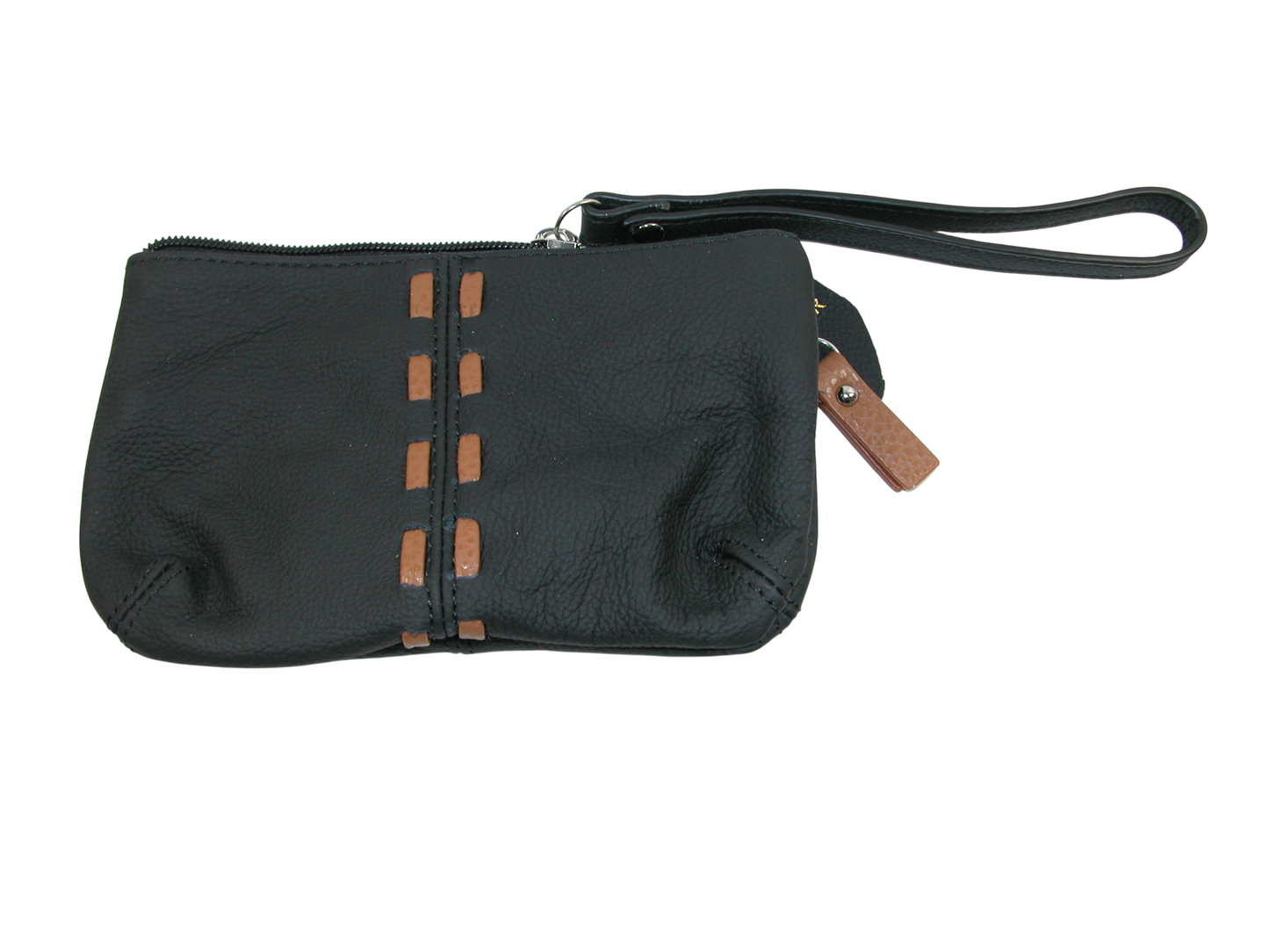 Leather Wristlet Makeup Pouch Black GF3391