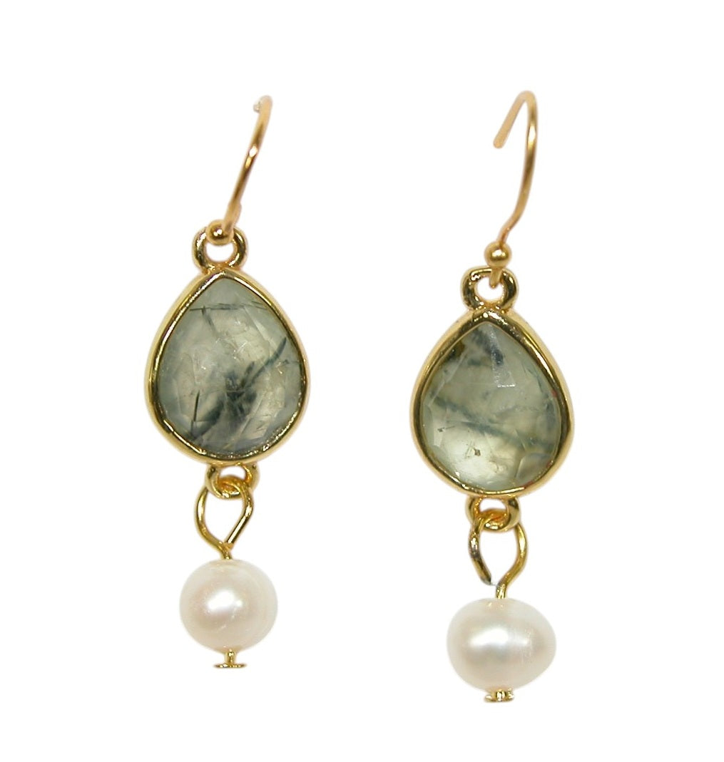E3178 Prehnite Gold Vermeil Earrings