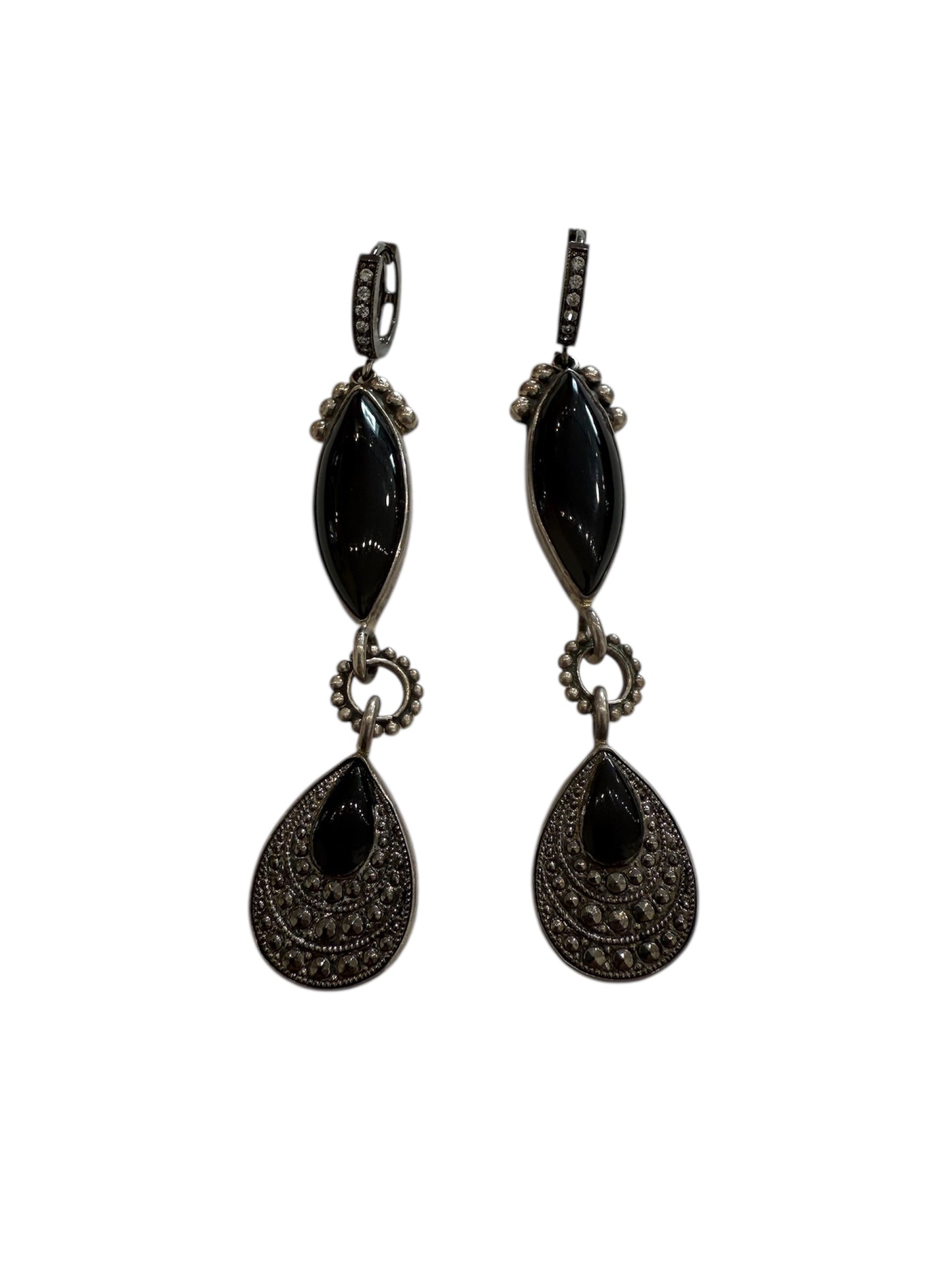 34364 Black Onyx Sterling Silver Earrings