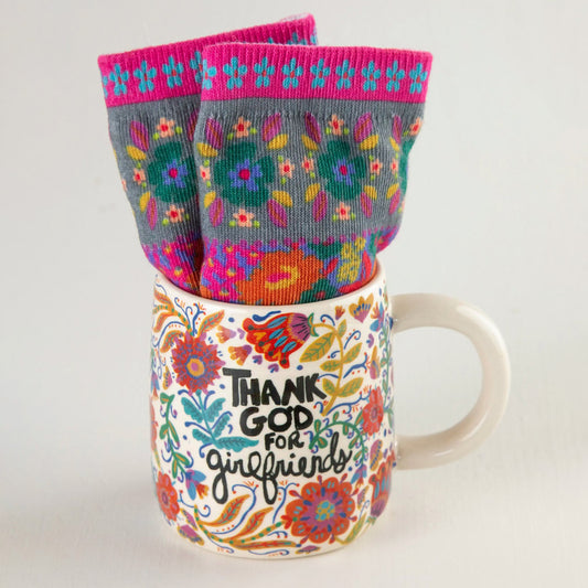 Mug & Socks Gift Set, Thank God For Girlfriends (GF1722)