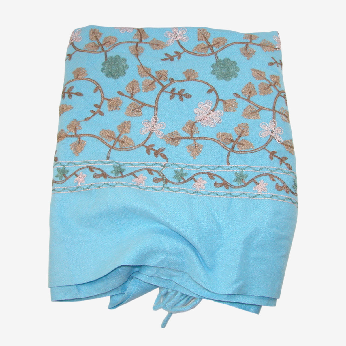 Embroidered Leaf Shawl, Baby Blue (GF3290)