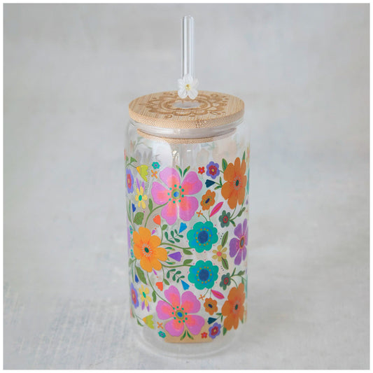 Glass Tumbler, Folk Flower (GF3821)
