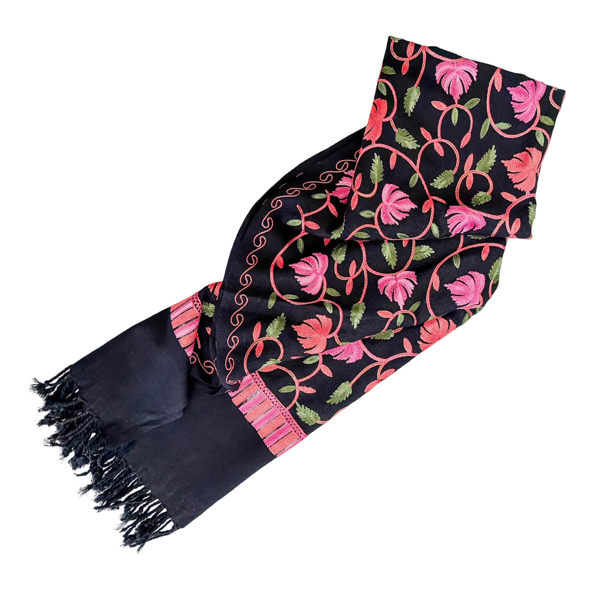 Embroidered Shawl, Black / Pink (GF4247)