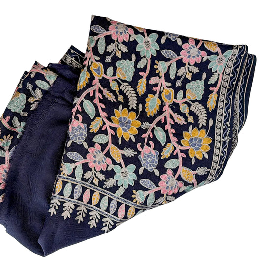 Embroidered Shawl, Navy / Multi (GF4303)