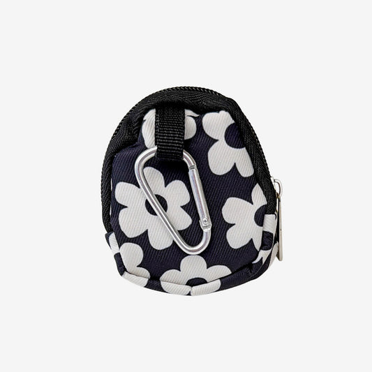 Clip-On Coin Pouch, Black White Flowers (GF4371)