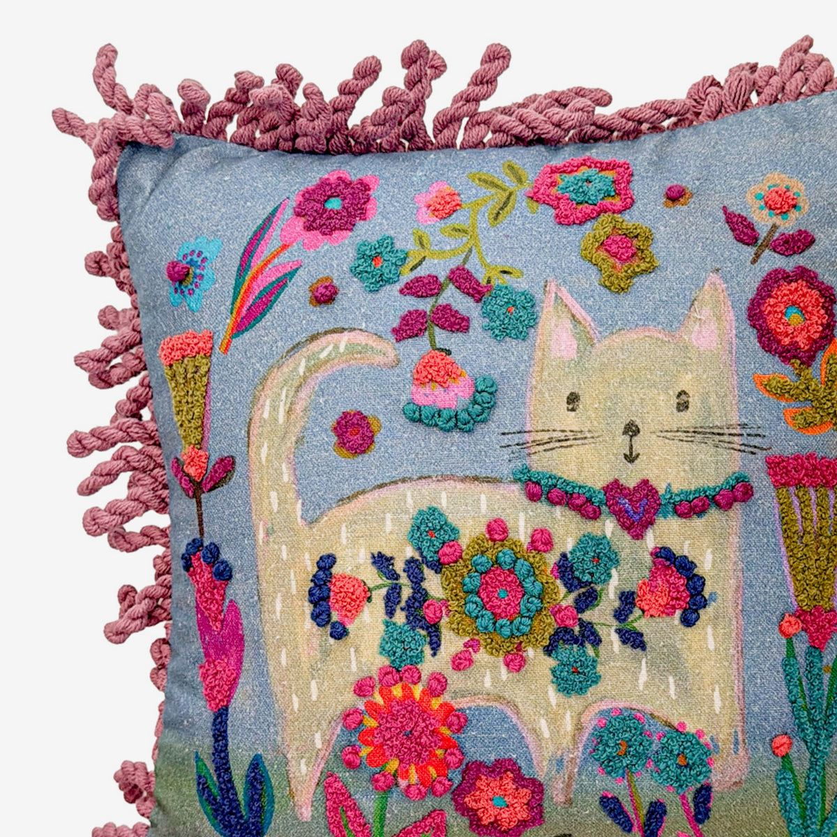 Embroidered Pillow, Cat (GF4543)