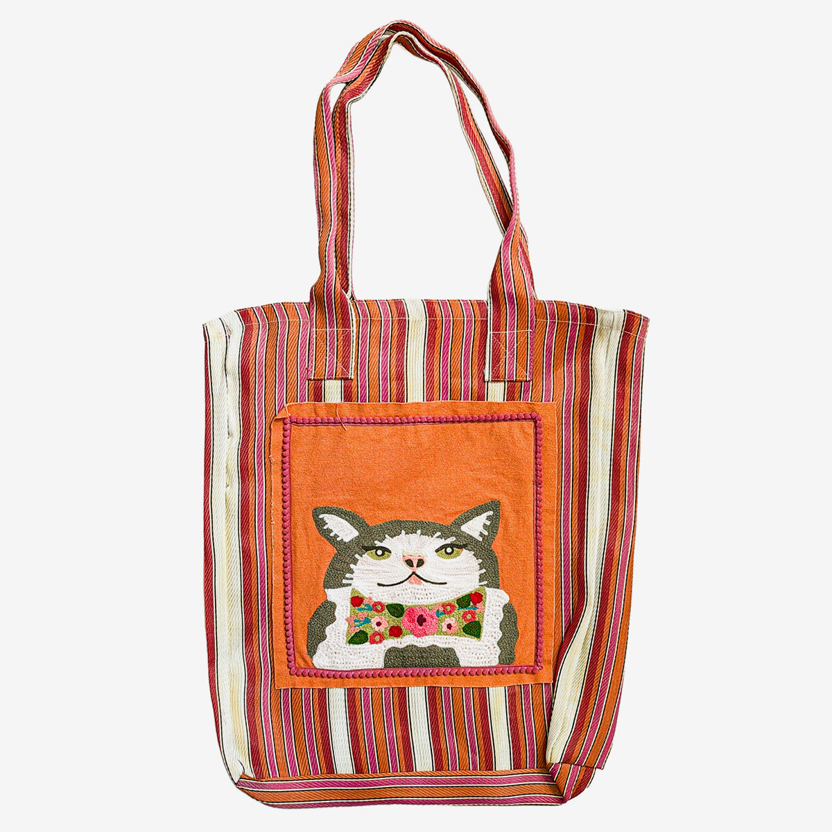Embroidered Recycled Mesh Tote, Cat (GF4549)