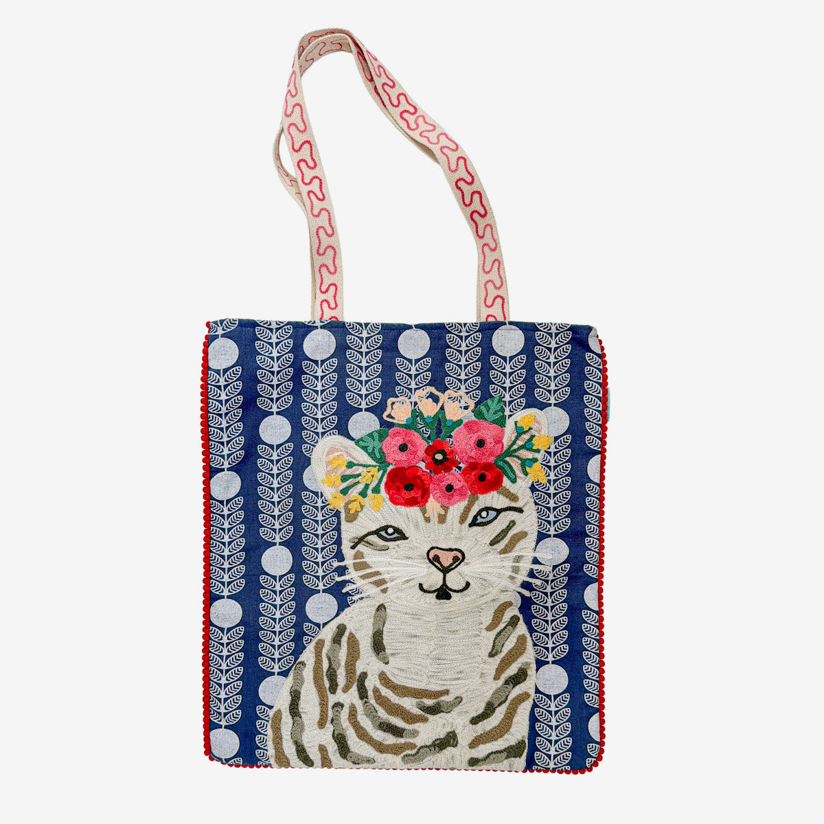 Embroidered 100% Cotton Tote, Cat (GF4551)