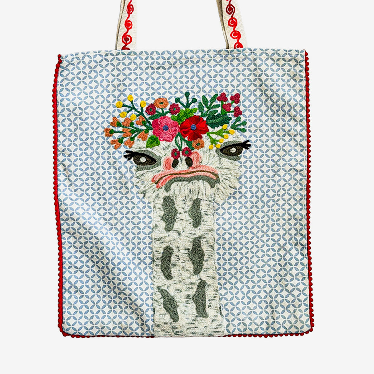 Embroidered 100% Cotton Tote, Ostrich (GF4552)