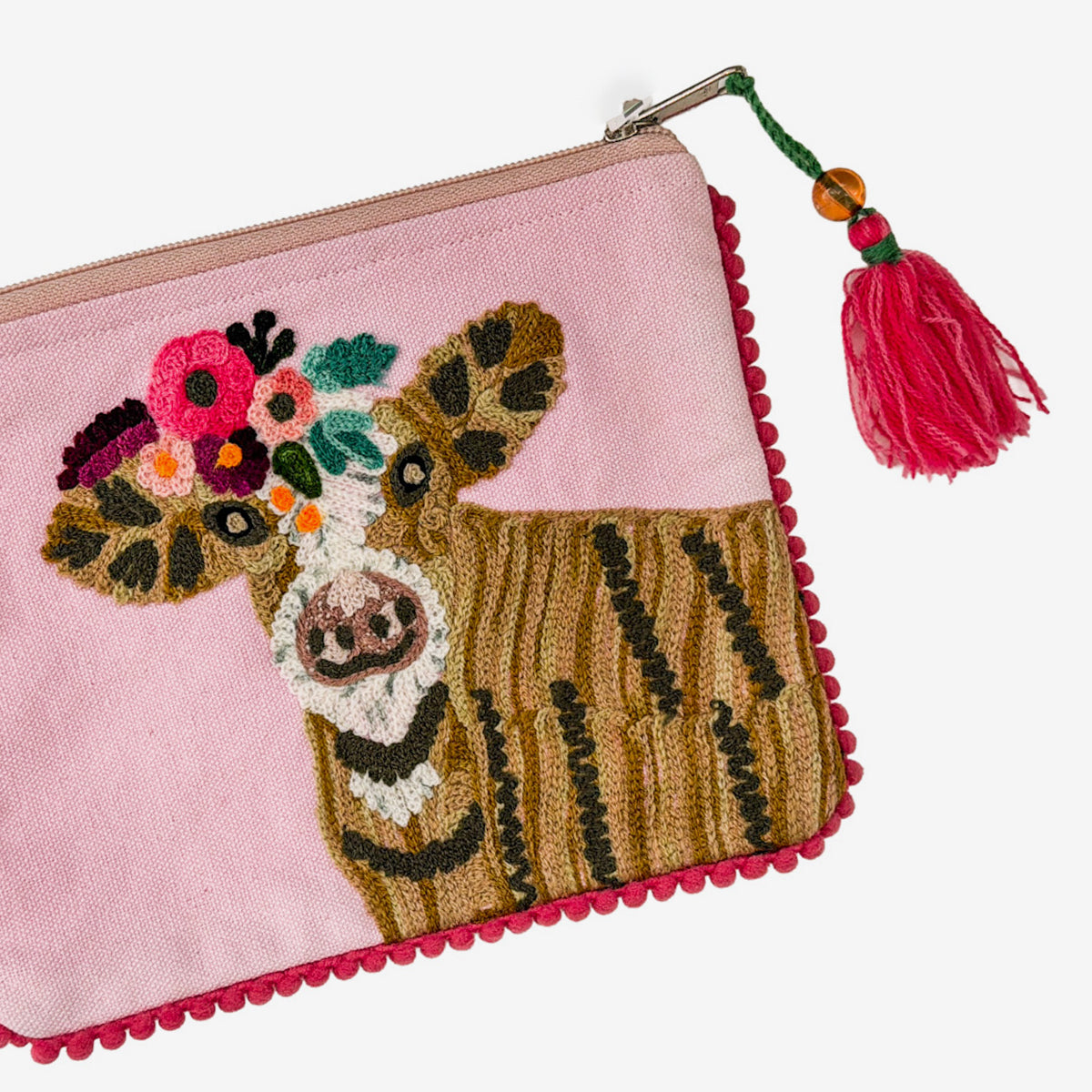 Embroidered 100% Cotton Pouch, Cow (GF4560)