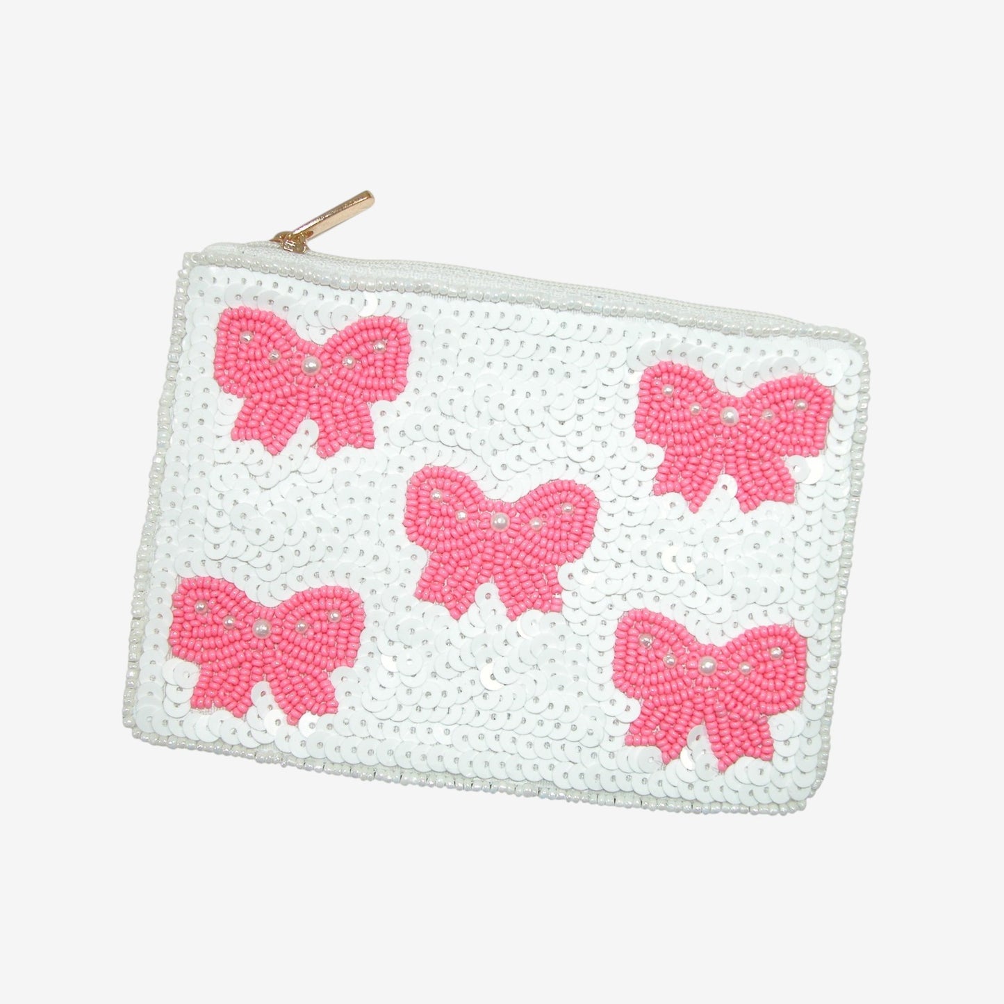 Beaded Coin Purse, Pink Bow (GF4621)