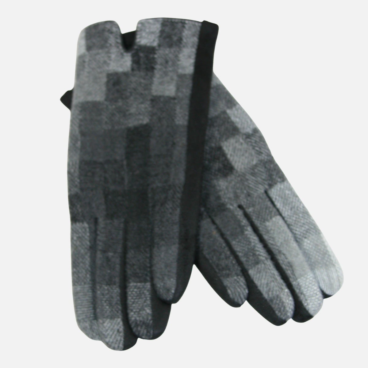 Checkered Pattern Ombre Gloves Grey GF3524