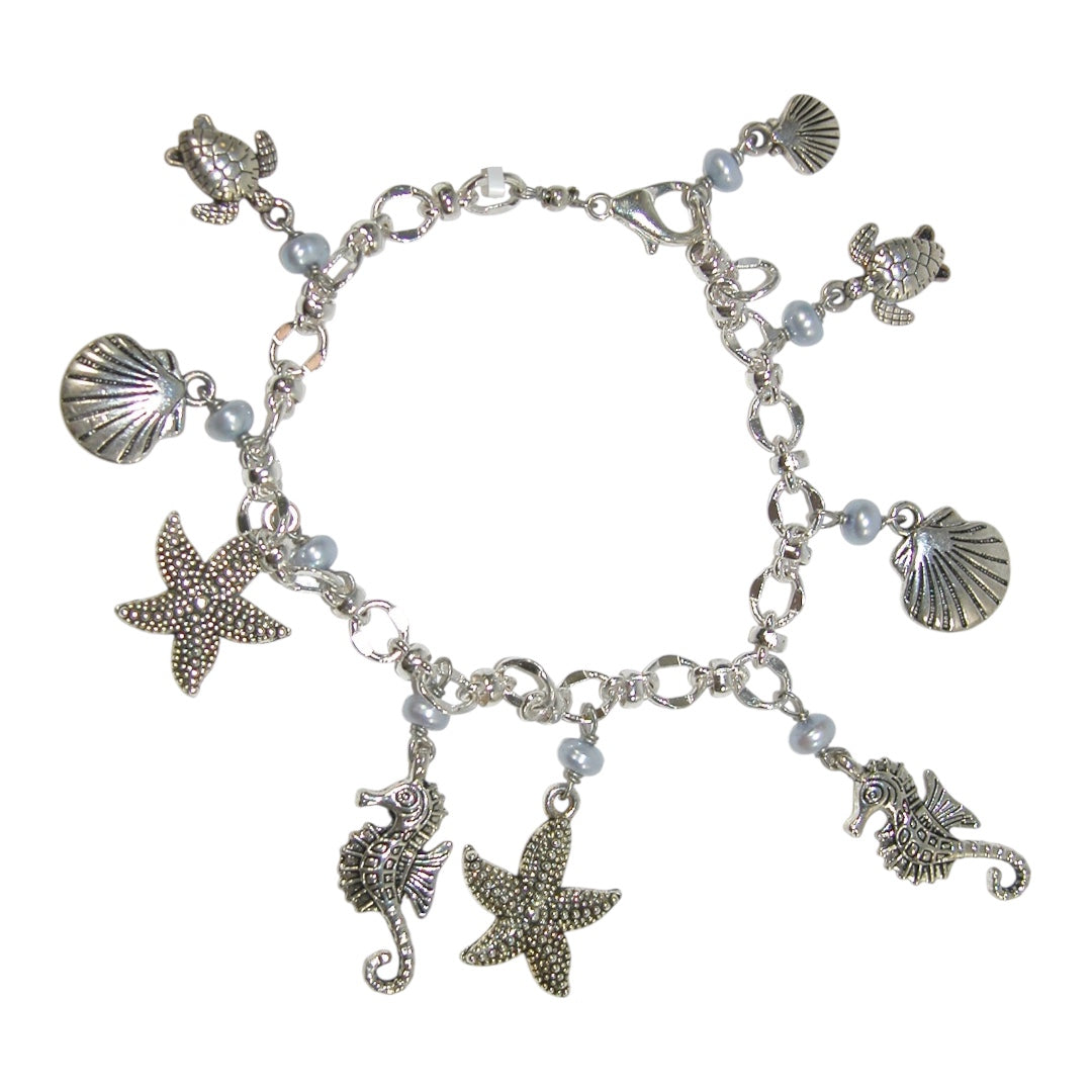 Sea Life Freshwater Pearl Sterling Silver Bracelet
