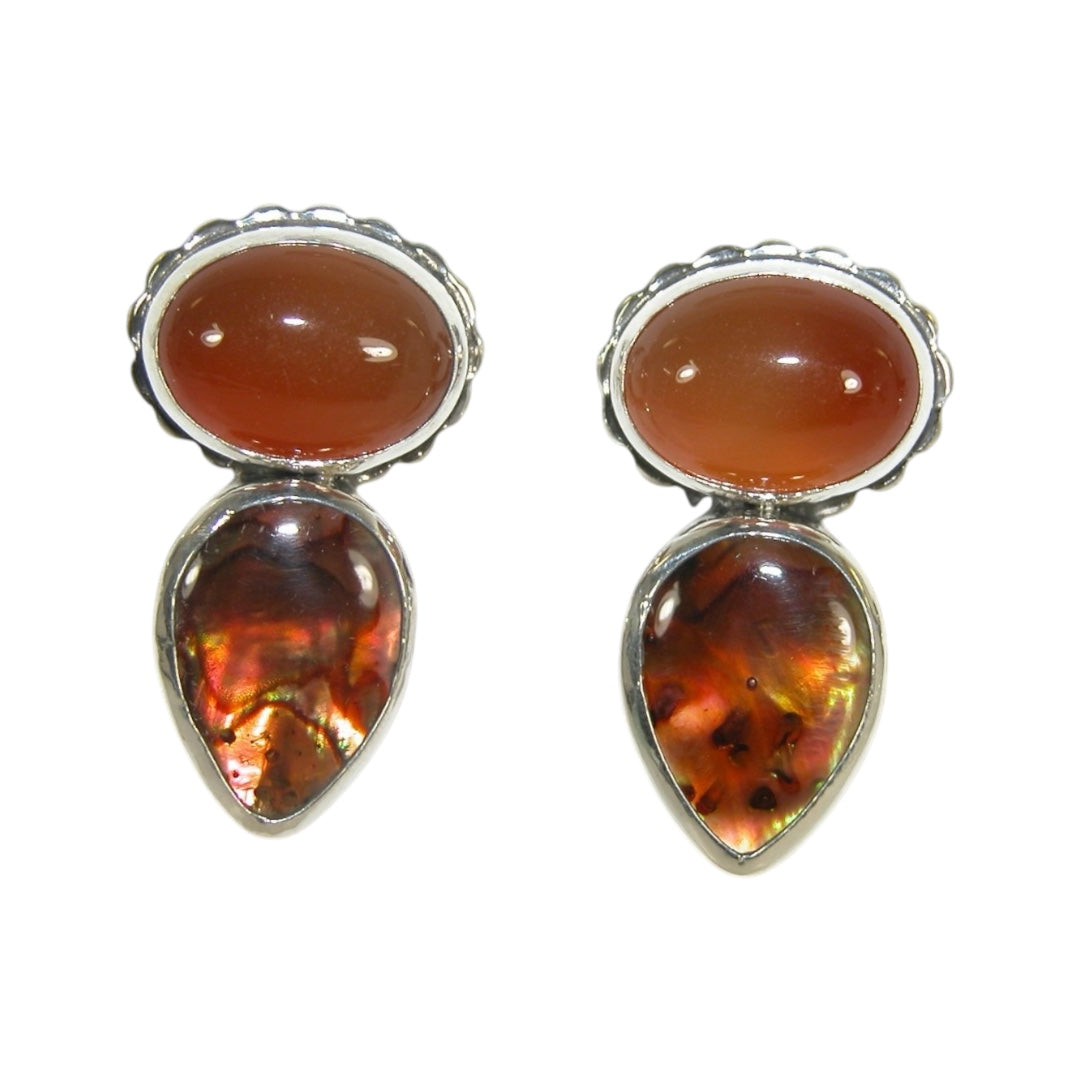 33391 Carnelian Abalone Sterling Silver Earrings