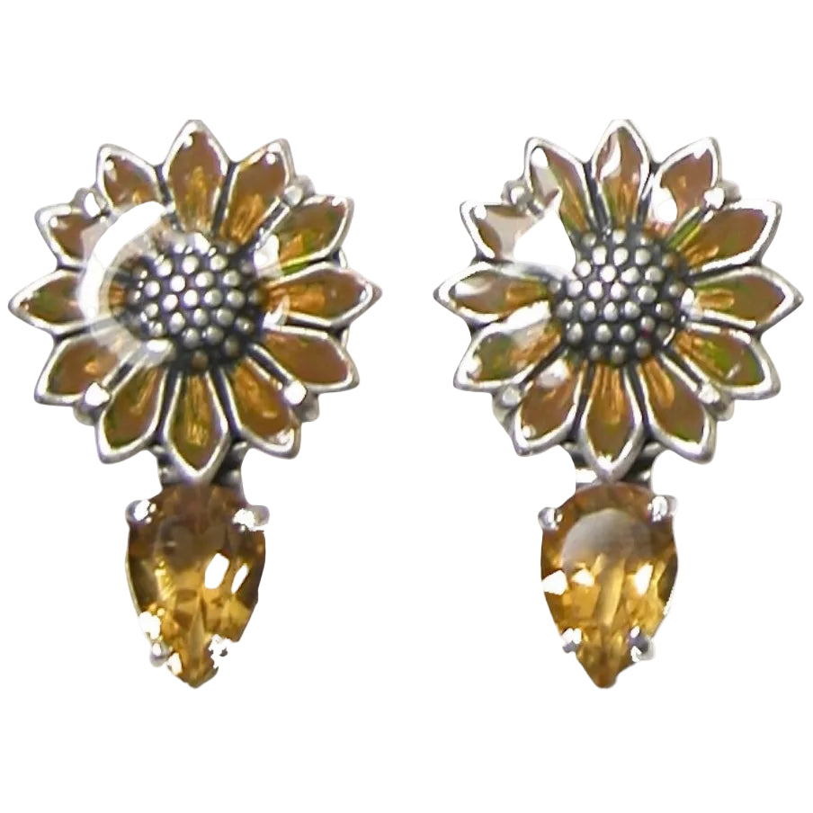 32197B Daisy Citrine Sterling Silver Earrings