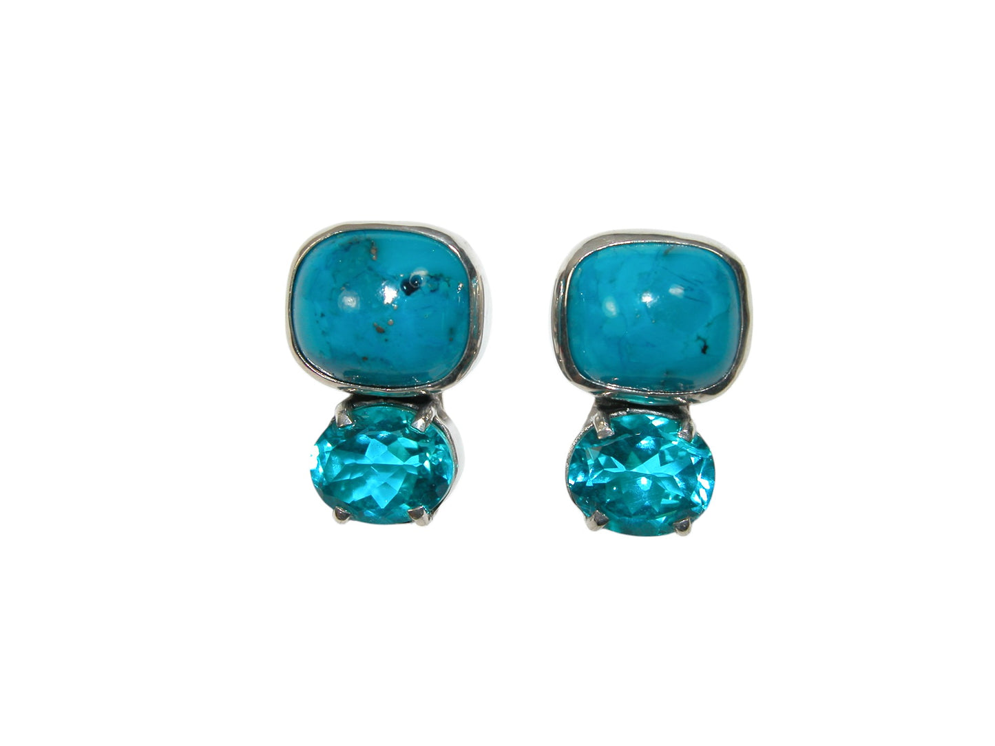 33996 Turquoise Blue Topaz Sterling Silver Earrings